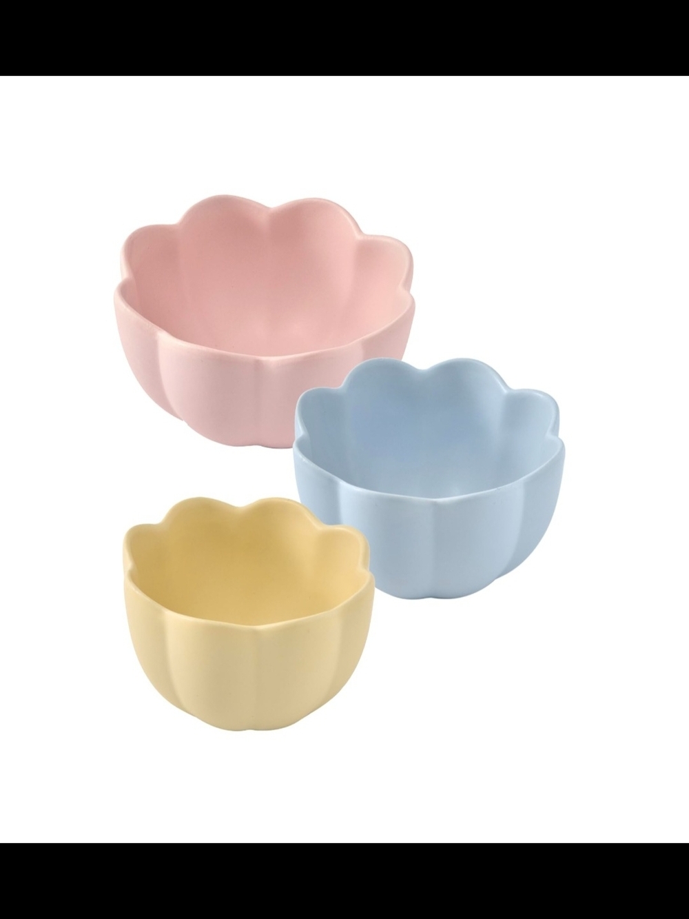 Pastel Floral Edge Serving Bowls - Pink, Blue & Yellow